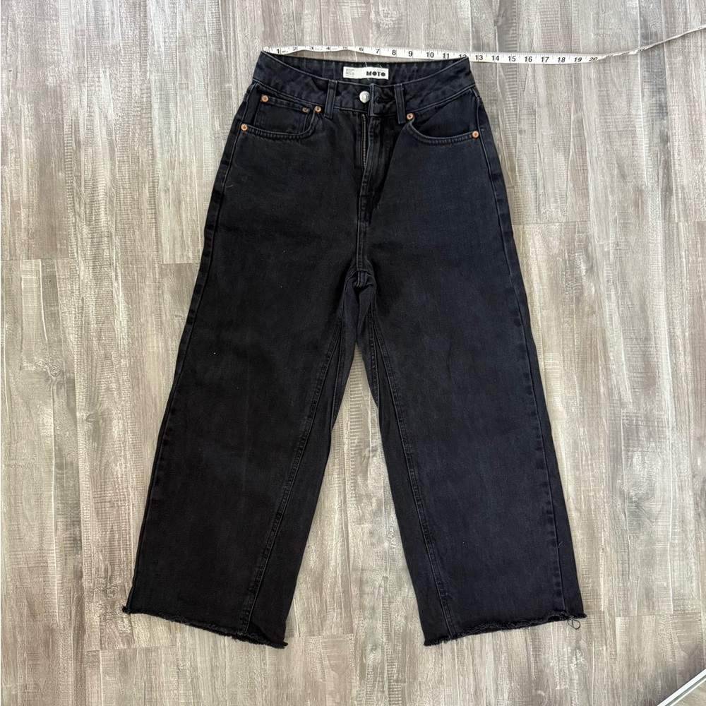 Topshop MOTO Charcoal Denim Crop Jeans